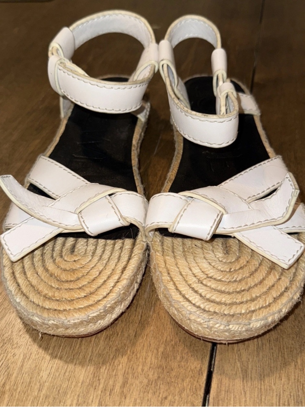 Loewe White Leather Sandals Espadrilles 38